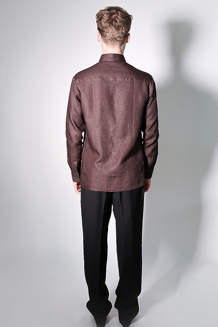 Multi-Colored Linen Printed & Embroidered Party Wear Shirt by ARYA GIRI MEN at Pernia's Pop Up Shop