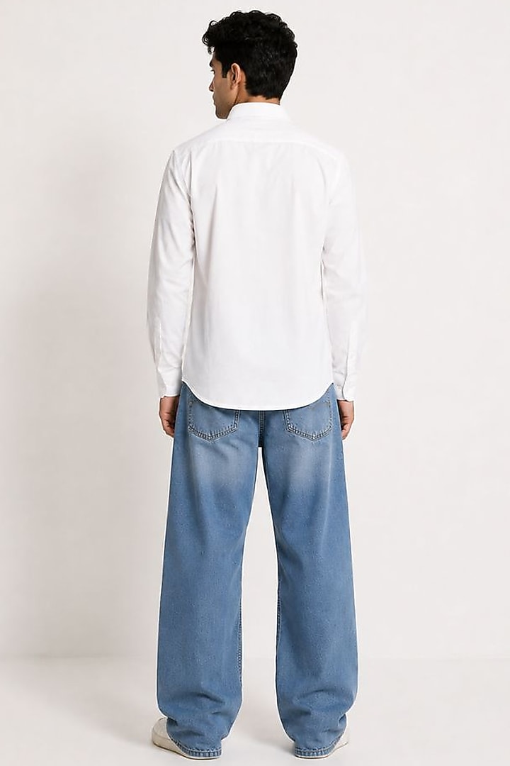White Poplin Embroidered Party Wear Shirt by Arya Giri Men at Pernia's Pop Up Shop