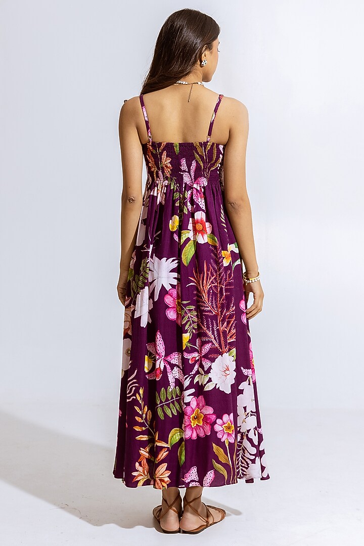 Purple Moss Floral Printed Maxi Summer Dress by AROOP SHOP INDIA at Pernia's Pop Up Shop