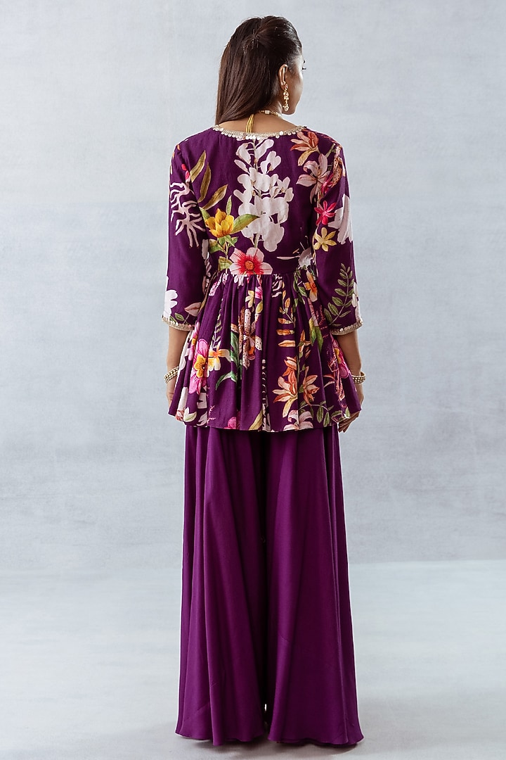 Purple Moss Flared Pant Set by AROOP SHOP INDIA at Pernia's Pop Up Shop