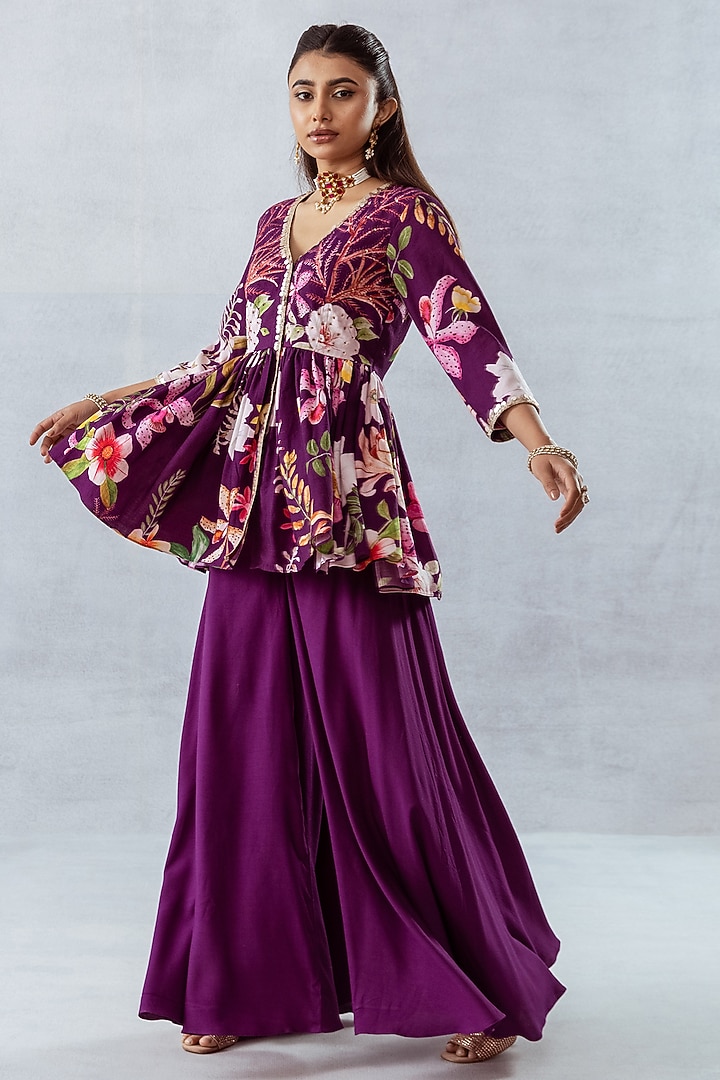 Purple Moss Flared Pant Set by AROOP SHOP INDIA at Pernia's Pop Up Shop