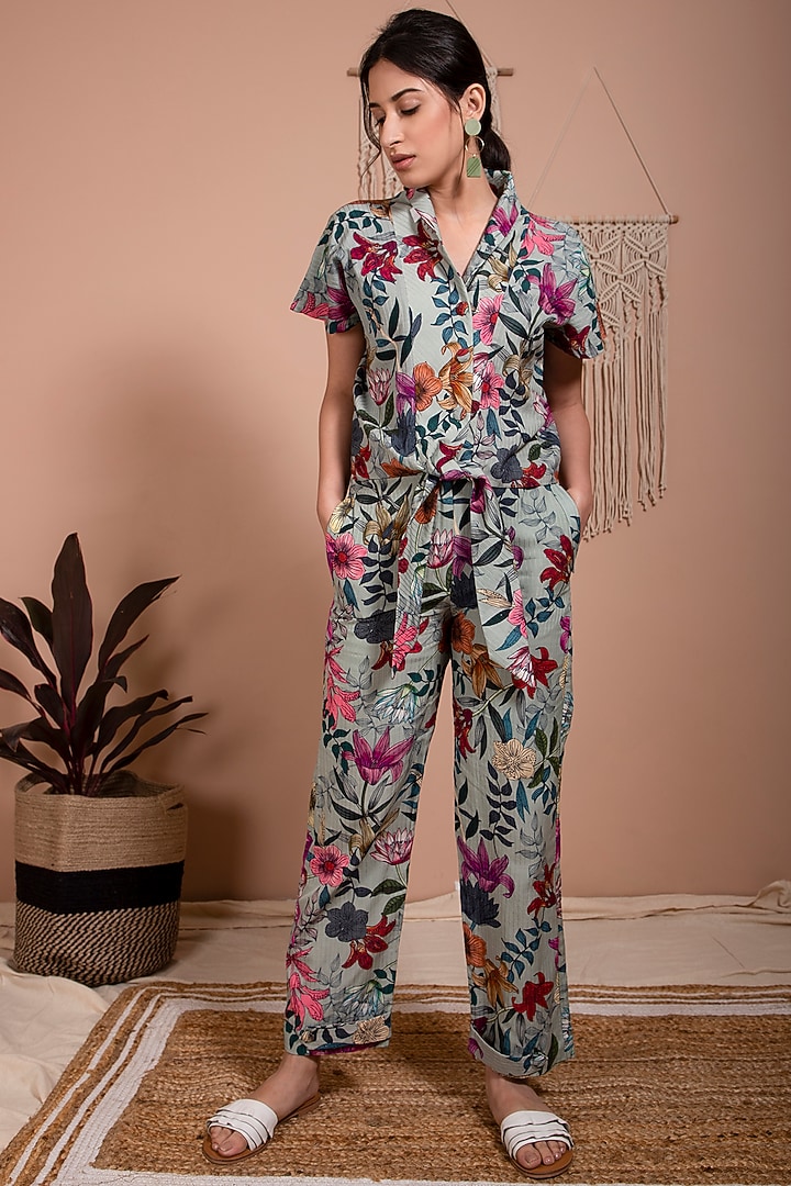 Lush Green Organic Bamboo Tie-up Top by AROOP SHOP INDIA at Pernia's Pop Up Shop