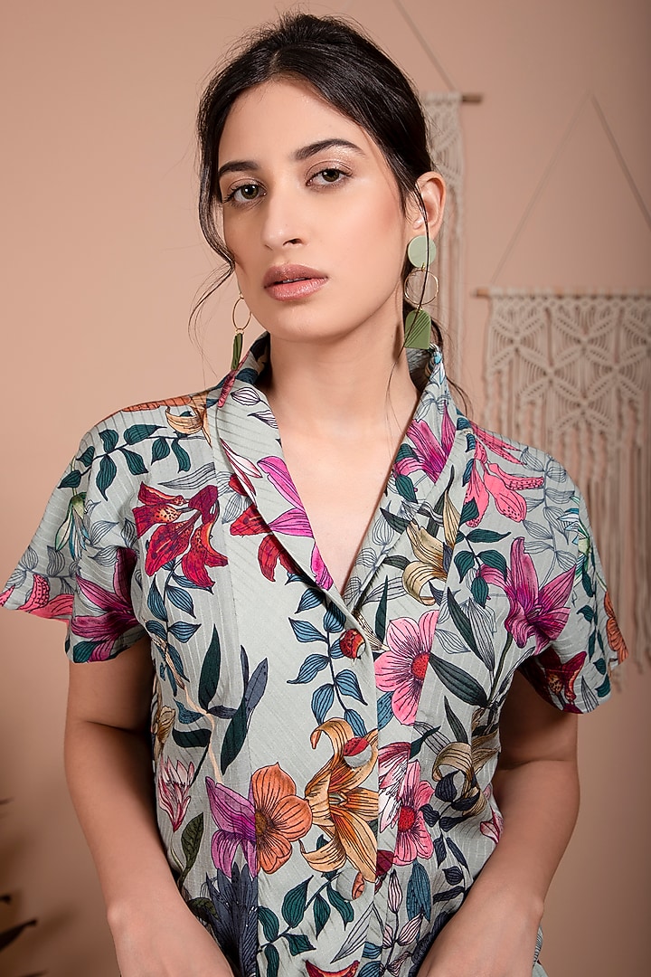Lush Green Organic Bamboo Tie-up Top by AROOP SHOP INDIA at Pernia's Pop Up Shop