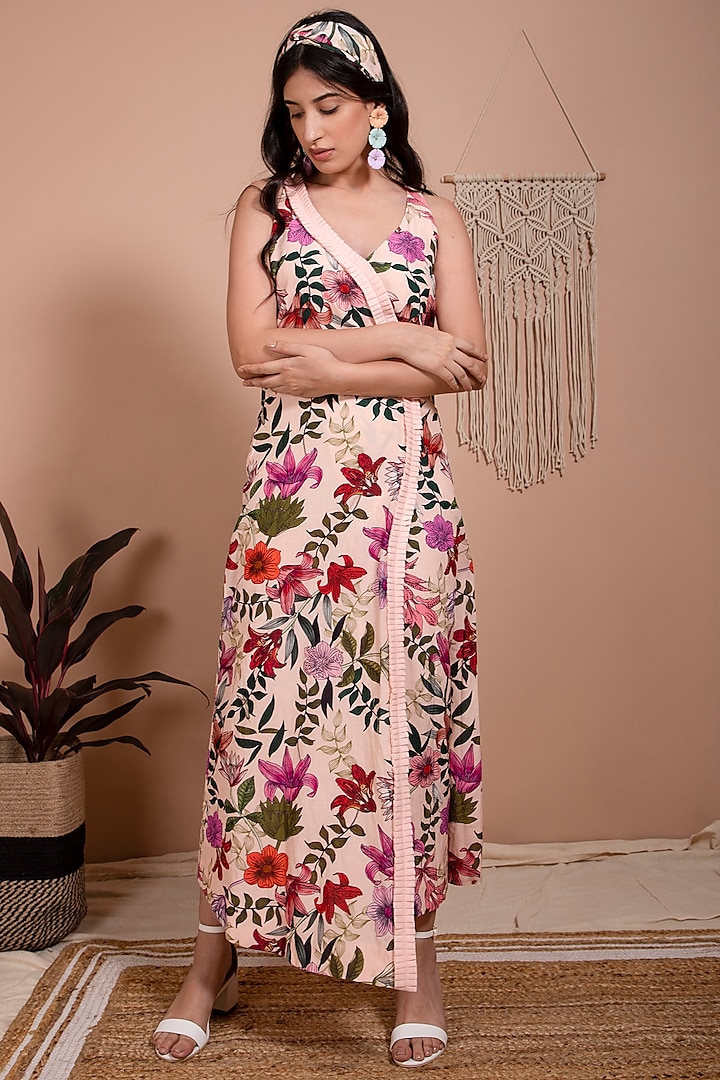 Blush Pink Overlapped Dress by AROOP SHOP INDIA