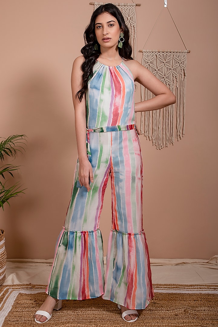 Multi-Coloured Flared Jumpsuit by AROOP SHOP INDIA
