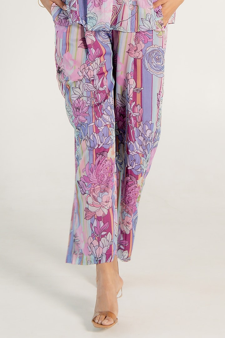 Mauve Recycled Chiffon Floral Printed Co-Ord Set by AROOP SHOP INDIA at Pernia's Pop Up Shop