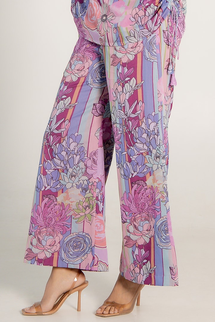 Mauve Recycled Chiffon Floral Printed Co-Ord Set by AROOP SHOP INDIA at Pernia's Pop Up Shop
