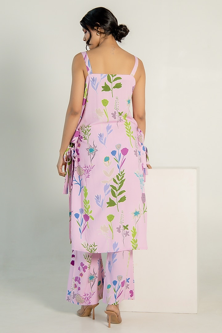 Light Orchid Modal Satin Floral Printed Co-Ord Set by AROOP SHOP INDIA at Pernia's Pop Up Shop