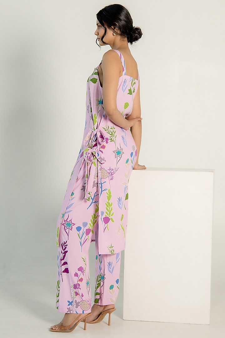 Light Orchid Modal Satin Floral Printed Co-Ord Set by AROOP SHOP INDIA at Pernia's Pop Up Shop