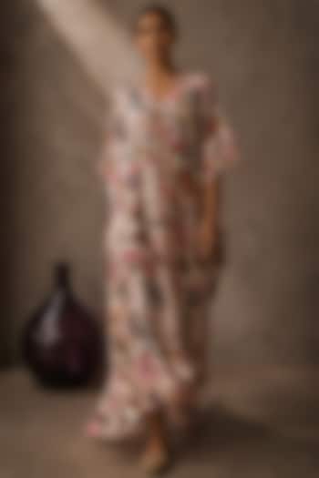 Pink Shantoon Floral Printed Kaftan by AROOP SHOP INDIA at Pernia's Pop Up Shop