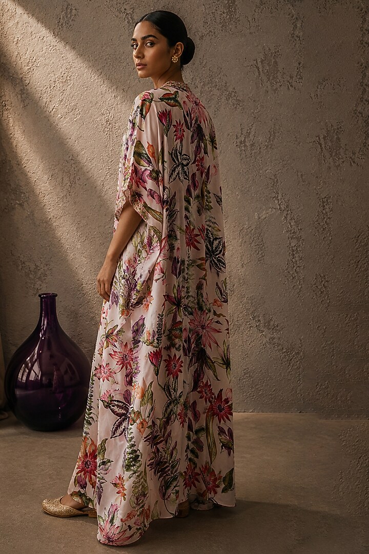 Pink Shantoon Floral Printed Kaftan by AROOP SHOP INDIA at Pernia's Pop Up Shop