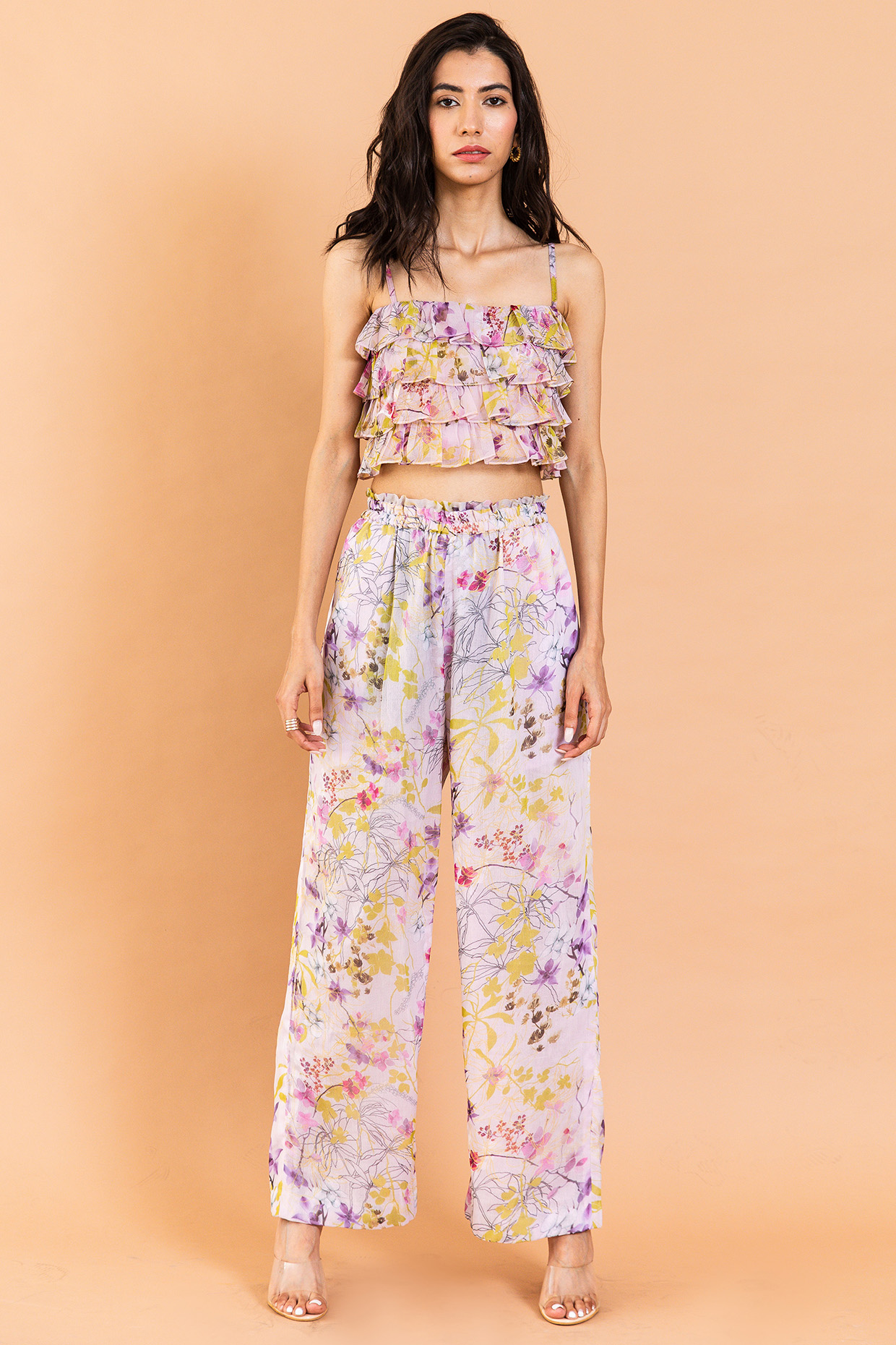 Multi-Colored Recycled Chiffon Printed Co-Ord Set by AROOP SHOP INDIA at Pernia's Pop Up Shop