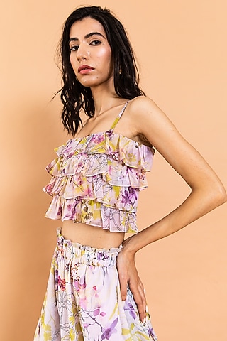 Multi-Colored Recycled Chiffon Printed Top by AROOP SHOP INDIA