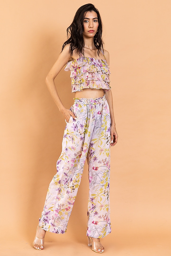 Multi-Colored Recycled Chiffon Printed Top by AROOP SHOP INDIA at Pernia's Pop Up Shop