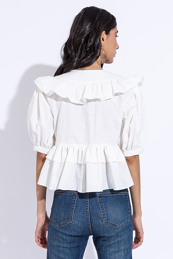 Off-White Organic Cotton Top by AROOP SHOP INDIA at Pernia's Pop Up Shop
