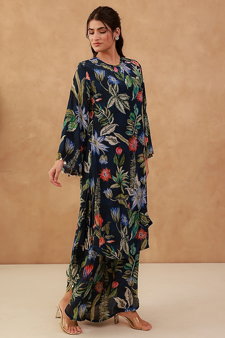 Blue Natural Crepe Kurta Set by AROOP SHOP INDIA at Pernia's Pop Up Shop