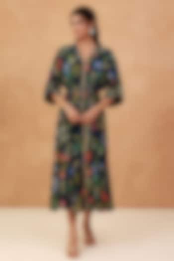 Blue Natural Crepe Kaftan Summer Dress by AROOP SHOP INDIA at Pernia's Pop Up Shop