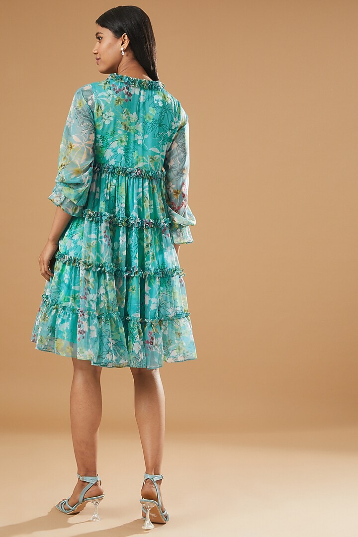 Sky Blue Printed Summer Dress by AROOP SHOP INDIA at Pernia's Pop Up Shop