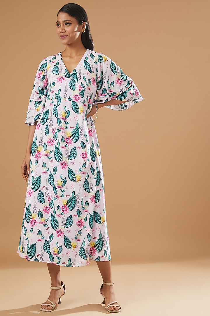 Multi-Colored Floral Printed Dress by AROOP SHOP INDIA