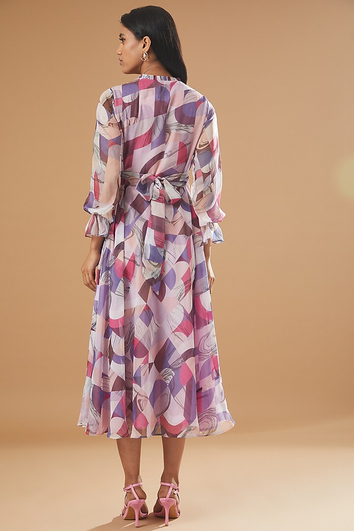 Purple Chiffon Printed Summer Dress by AROOP SHOP INDIA at Pernia's Pop Up Shop