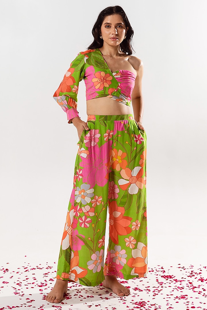 Multi-Colored Cotton Silk Printed Co-Ord Set by AROOP SHOP INDIA