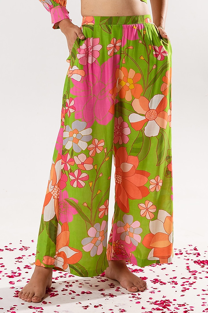 Multi-Colored Cotton Silk Printed Co-Ord Set by AROOP SHOP INDIA at Pernia's Pop Up Shop