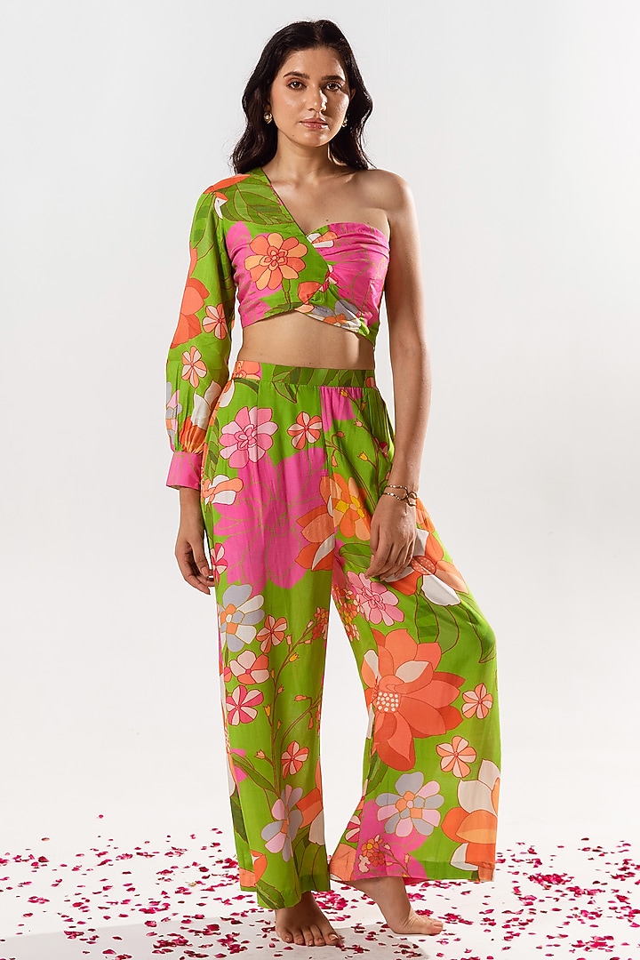 Multi-Colored Cotton Silk Printed Co-Ord Set by AROOP SHOP INDIA at Pernia's Pop Up Shop