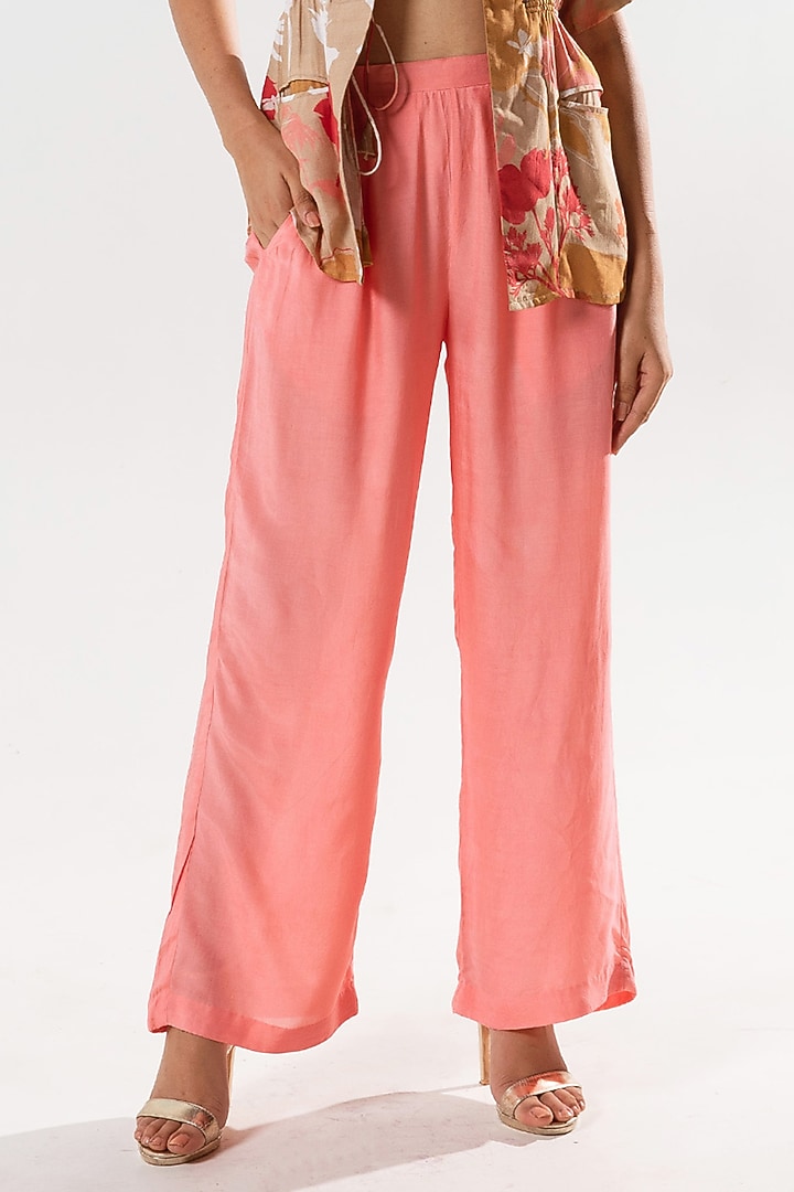 Beige Cotton Silk Printed Jacket Set by AROOP SHOP INDIA at Pernia's Pop Up Shop