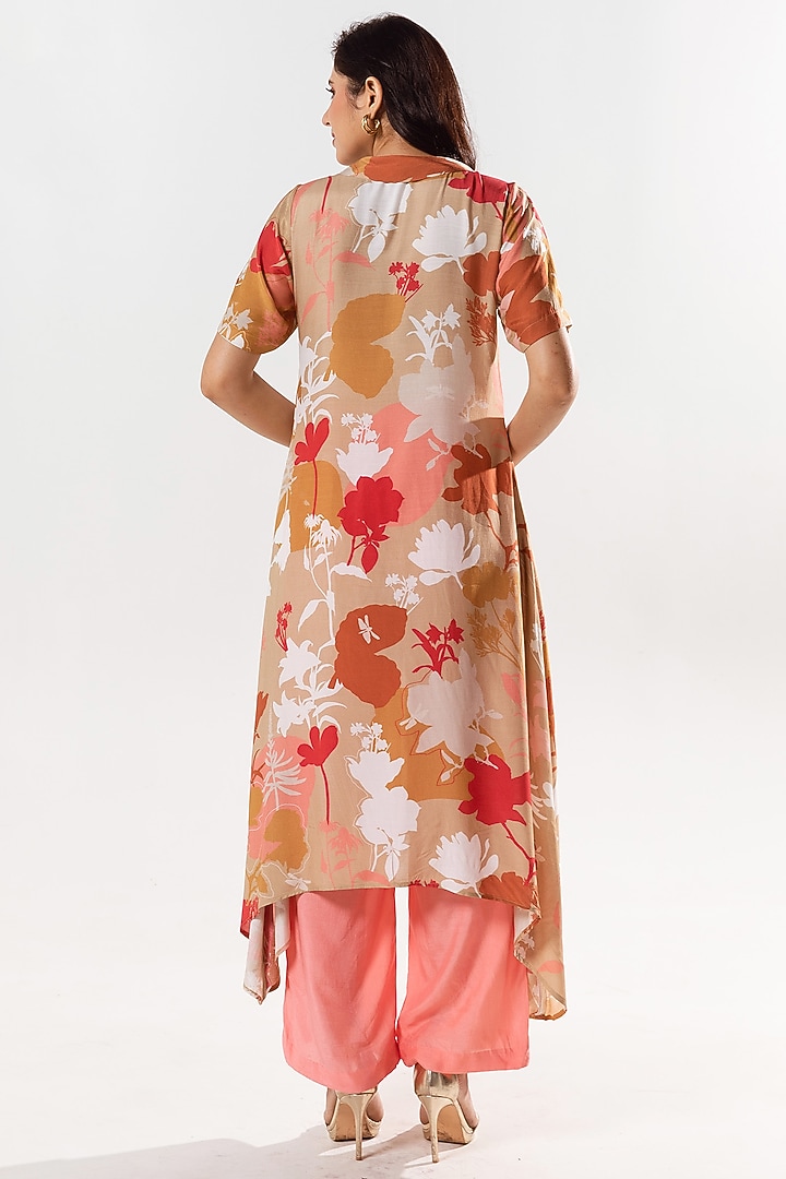 Beige Cotton Silk Printed Kurta Set by AROOP SHOP INDIA at Pernia's Pop Up Shop