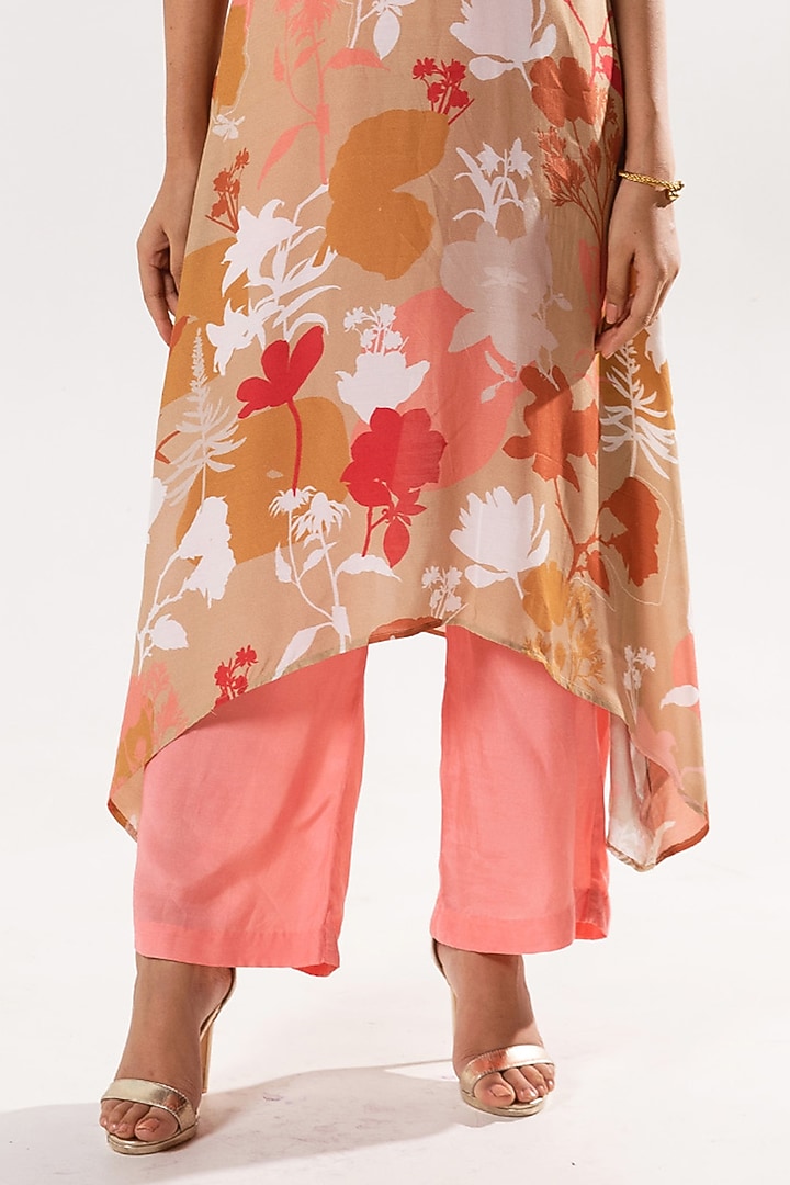 Beige Cotton Silk Printed Kurta Set by AROOP SHOP INDIA at Pernia's Pop Up Shop
