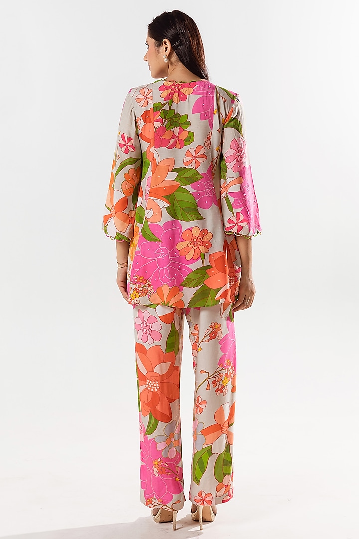 Multi-Colored Cotton Silk Printed Co-Ord Set by AROOP SHOP INDIA at Pernia's Pop Up Shop