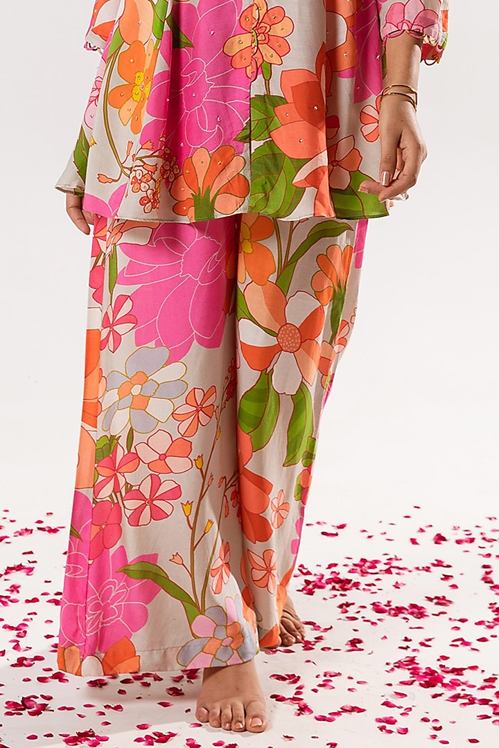 Multi-Colored Cotton Silk Printed Co-Ord Set by AROOP SHOP INDIA at Pernia's Pop Up Shop