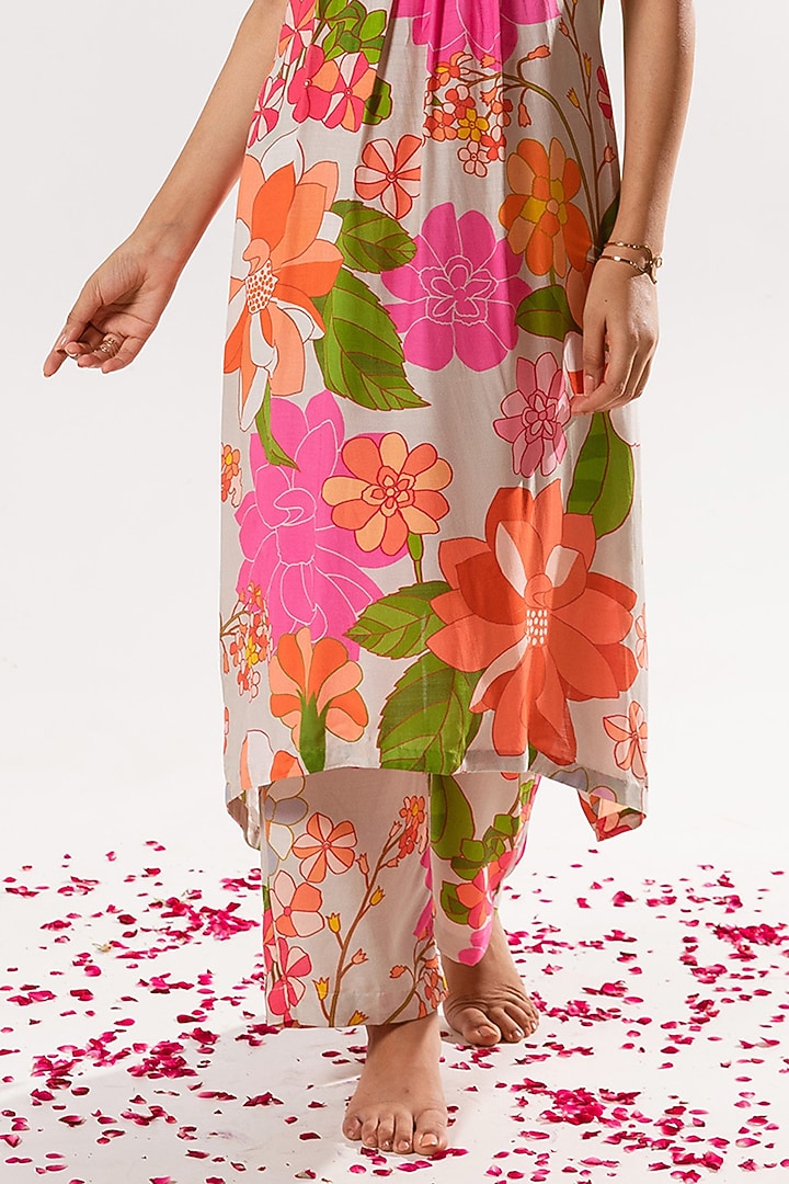 Multi-Colored Cotton Silk Printed Kurta Set by AROOP SHOP INDIA at Pernia's Pop Up Shop