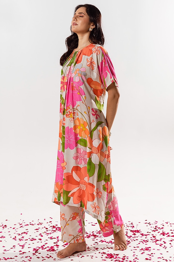 Multi-Colored Cotton Silk Printed Kurta Set by AROOP SHOP INDIA at Pernia's Pop Up Shop
