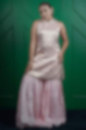 Baby Pink Kasab Silk Party Wear Sharara Set by ARJE India at Pernia's Pop Up Shop