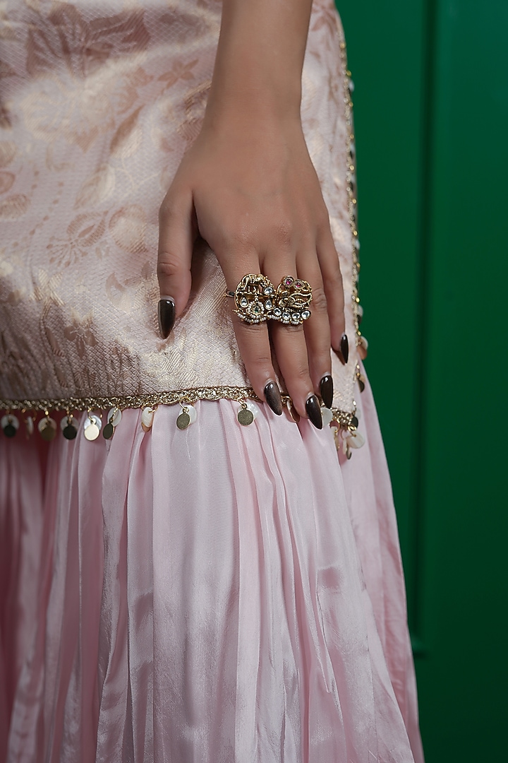 Baby Pink Kasab Silk Party Wear Sharara Set by ARJE India at Pernia's Pop Up Shop