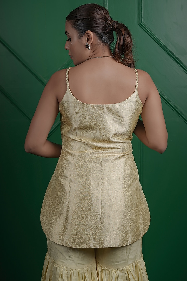 Lemon Yellow Kasab Silk Party Wear Sharara Set by ARJE India at Pernia's Pop Up Shop