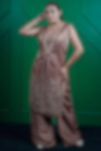 Brown Kasab Silk Hand Work Jacket Set by ARJE India at Pernia's Pop Up Shop