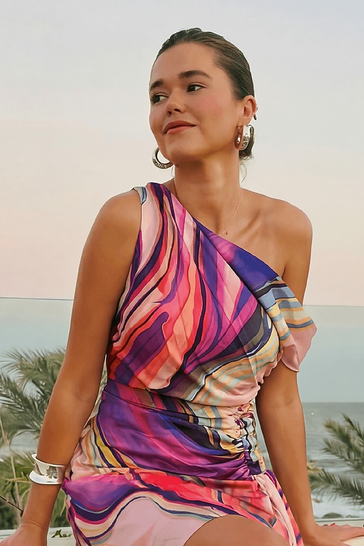 Multi-Colored Ombre Satin Mini Summer Dress by ARJE India at Pernia's Pop Up Shop