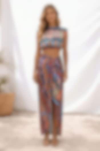 Multi-Colored Linen Geometric Printed Skirt Set by ARJE India at Pernia's Pop Up Shop