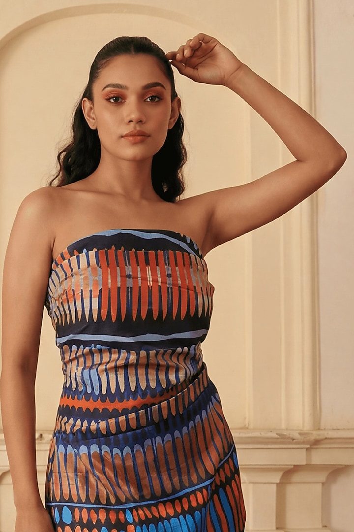 Multi-Colored Linen Geometric Printed Playsuit by ARJE India at Pernia's Pop Up Shop