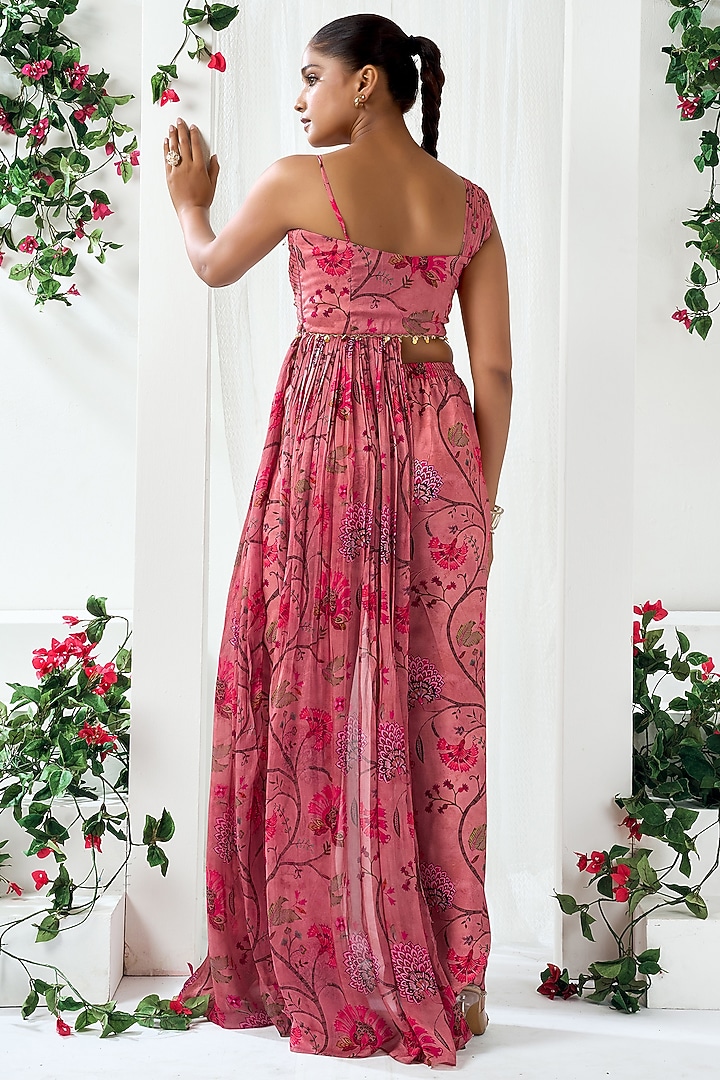 Pink Cotton Silk Floral Printed Co-Ord Set by ARJE India at Pernia's Pop Up Shop
