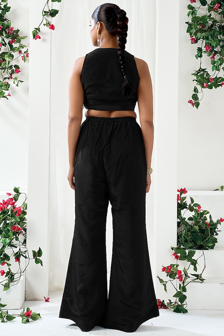 Black & Brown Natural Crepe Abstract Printed Blazer Set by ARJE India at Pernia's Pop Up Shop