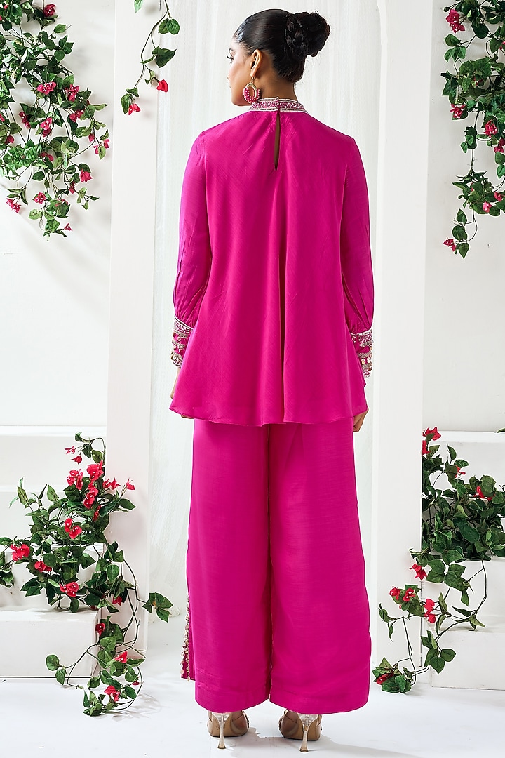 Fuchsia Pink Cotton Silk Co-Ord Set by ARJE India at Pernia's Pop Up Shop