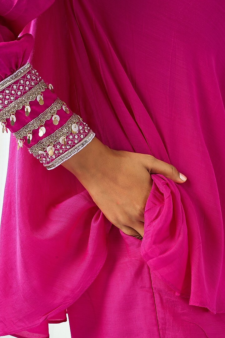 Fuchsia Pink Cotton Silk Co-Ord Set by ARJE India at Pernia's Pop Up Shop