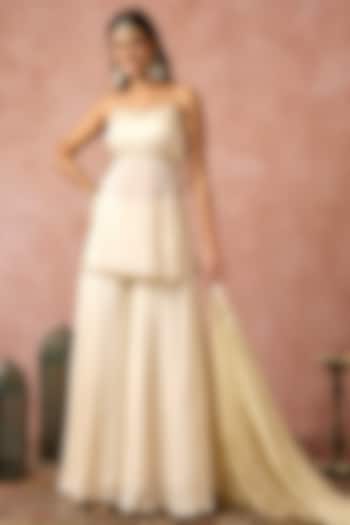 Off-White Cotton Silk Gharara Set by ARJE India at Pernia's Pop Up Shop