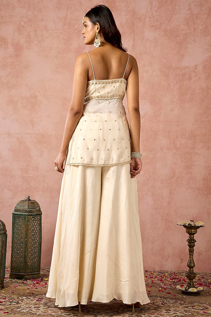 Off-White Cotton Silk Gharara Set by ARJE India at Pernia's Pop Up Shop