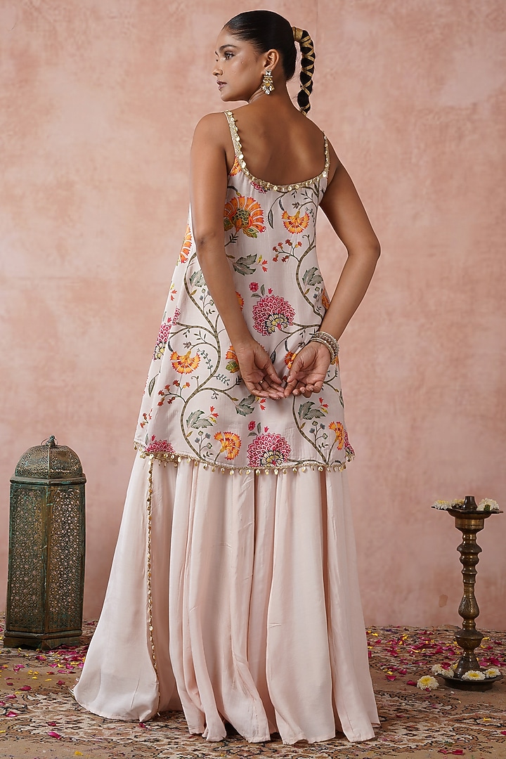 Nude Cotton Silk Embellished Gharara Set by ARJE India at Pernia's Pop Up Shop