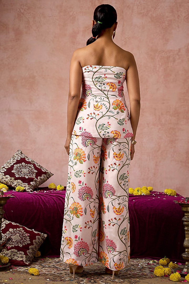 Nude Cotton Silk Floral Printed Co-Ord Set by ARJE India at Pernia's Pop Up Shop