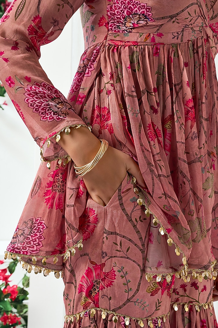 Pink Cotton Silk Printed Party Wear Sharara Set by ARJE India at Pernia's Pop Up Shop